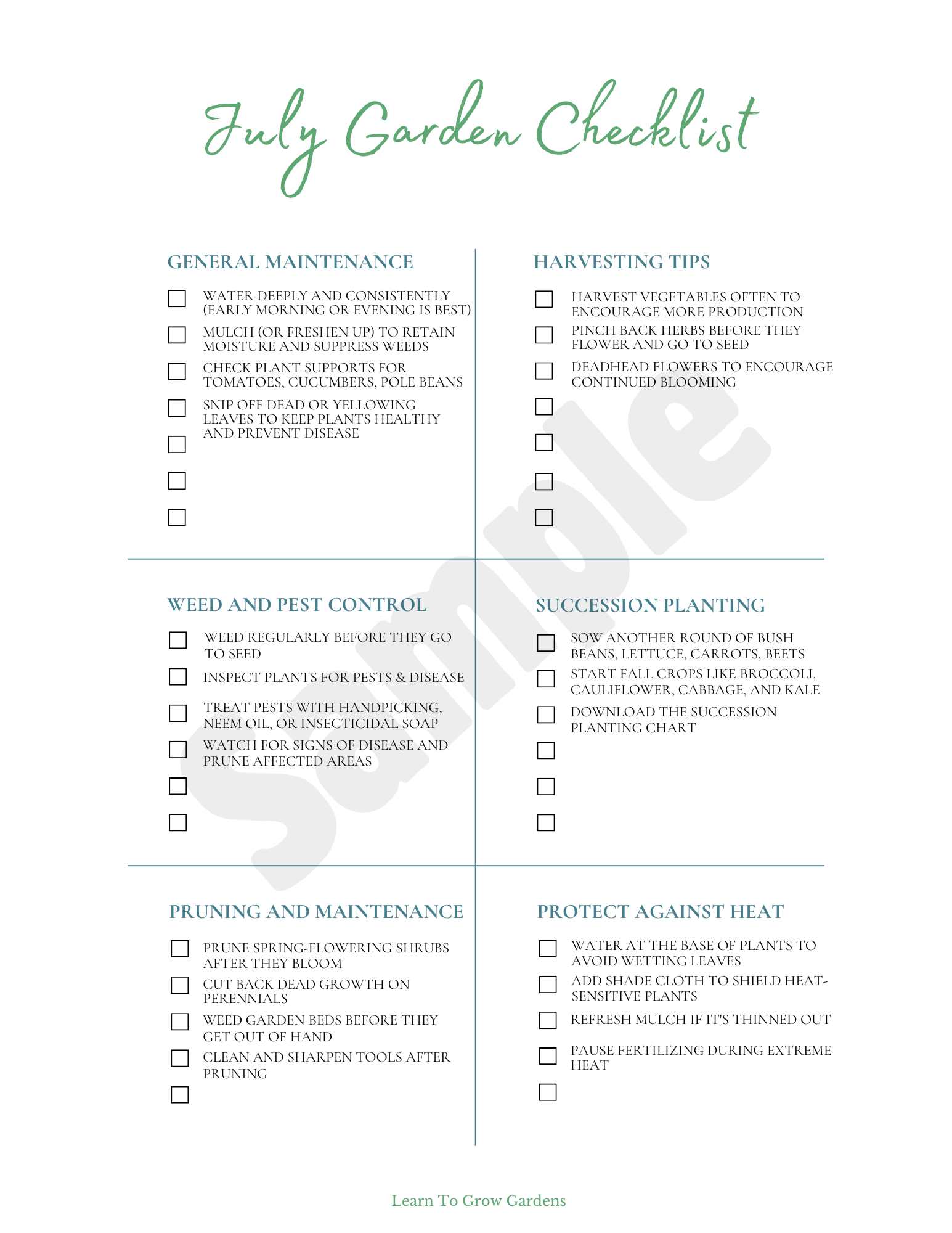 July Garden Guide: Essential Tasks and Free Printable Checklist - Learn ...