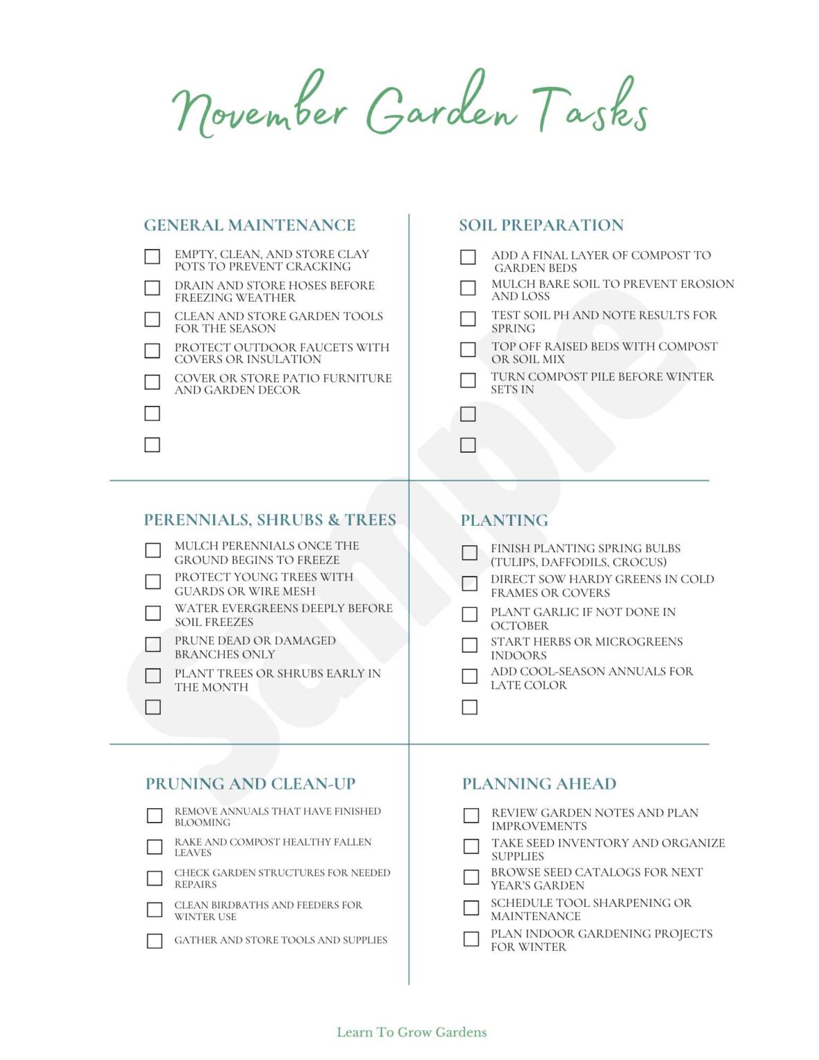 November Garden Tasks and Free Checklist - Learn To Grow Gardens